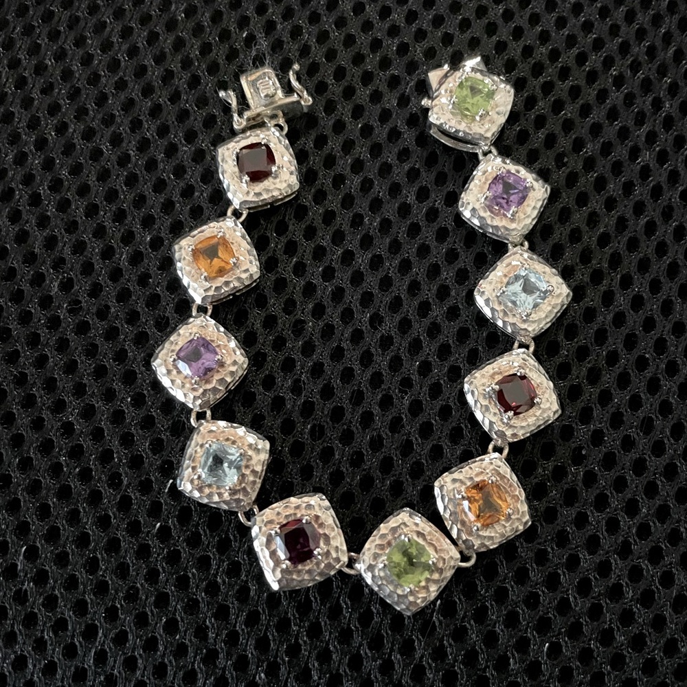 Sterling Silver Multi-gem Stone Bracelet